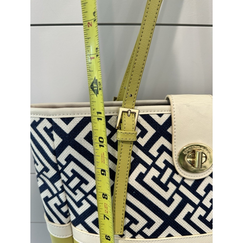 Spartina 449 Daufuskie Island Tote Handbag Linen/Leather Lime Green & Orange - Picture 12 of 15